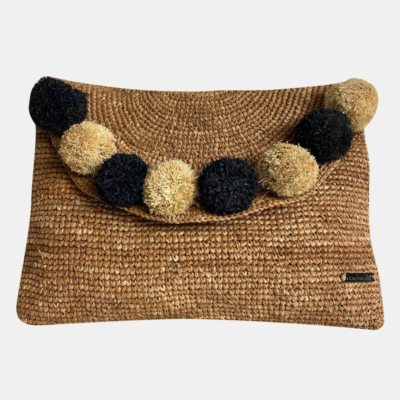 Pouches Camalya | Karia Pouch The-Pompons Noir/Naturel